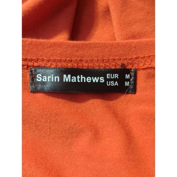 Sarin Mathews Top Orange Black Short Sleeve Round Neck Woman's Size Medium - Picture 8 of 12